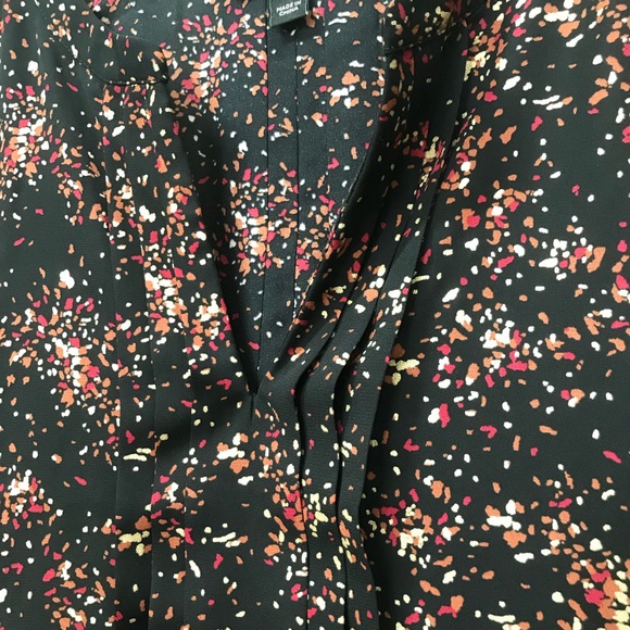 Hawthorn size M Black Print Blouse Metallic gold terra cotta brown magenta - Picture 5 of 6